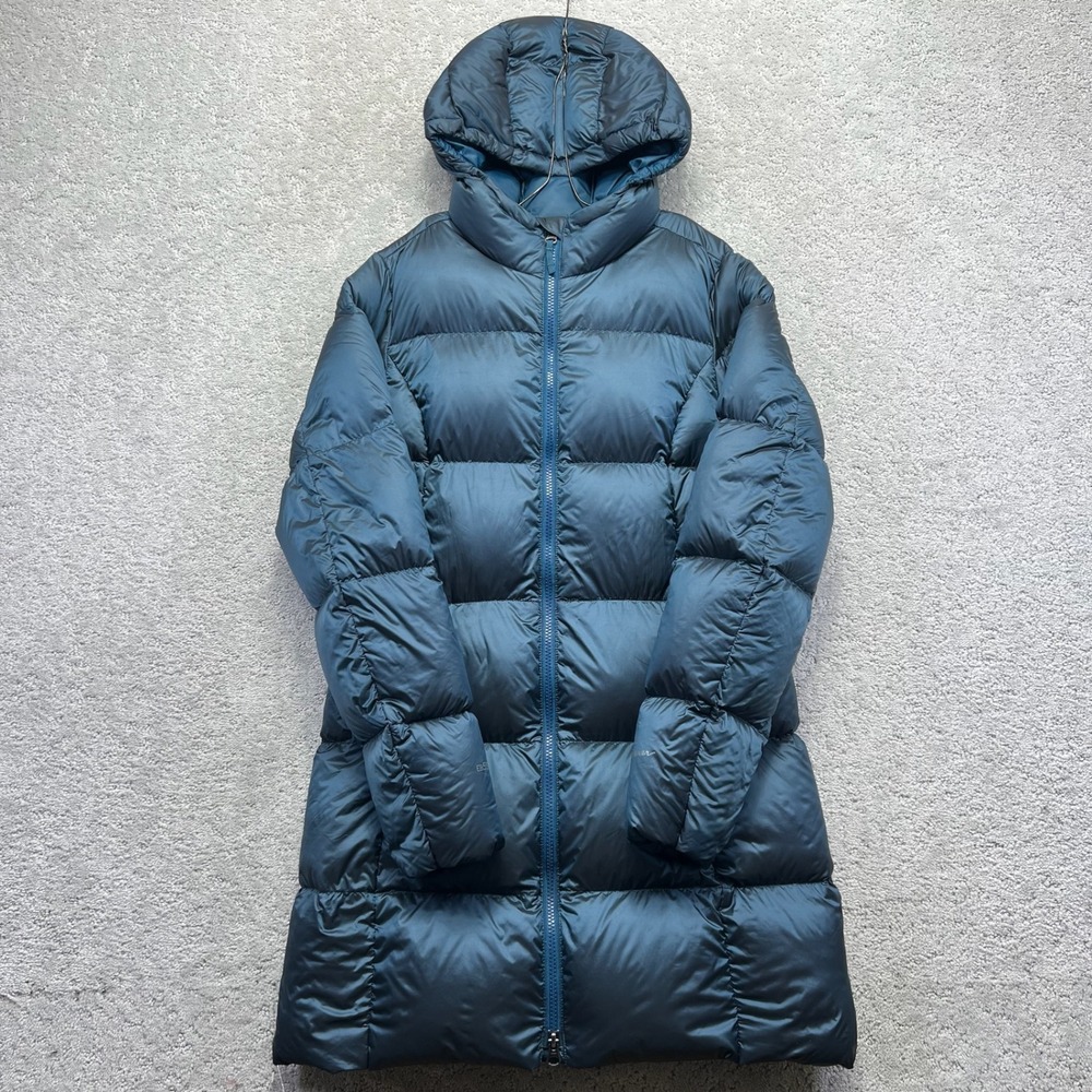 Eddie Bauer Luna Peak Down Parka Puffer Jacket Womens Small Blue Quilted EB550